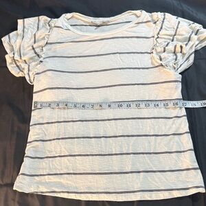 Green Envelope White and Black Striped Tee